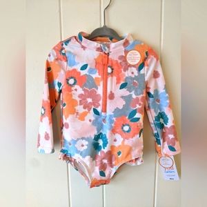 NWT Carter's Girl's baby toddler rashguard swimsuit. 12-18m